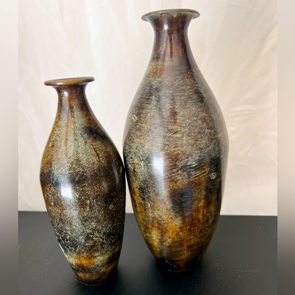 Pair of Vintage Mixed Metal Bronze Vase - Picture 1 of 5
